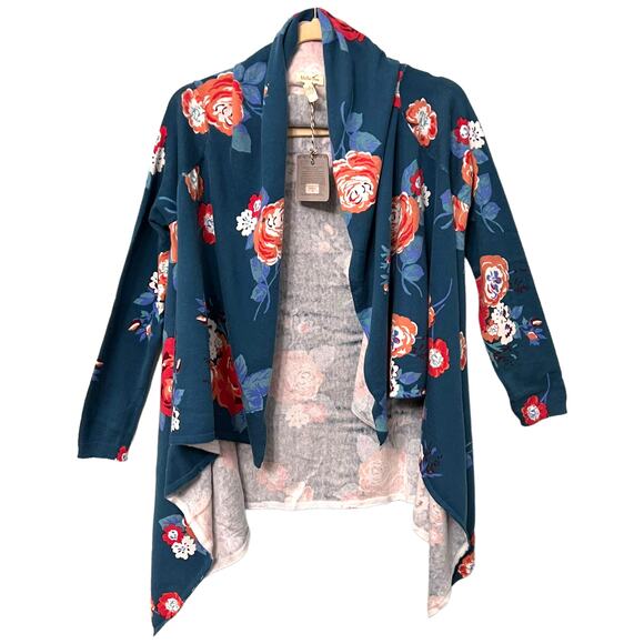 NWT Matilda Jane Cardigan Sweater Cozy Days Floral Pink Blue Size XS Extra Small - Picture 1 of 9